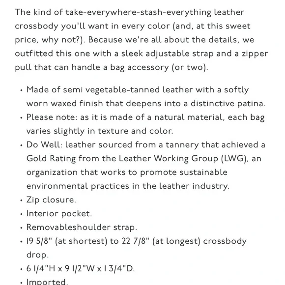 $98 Madewell The Simple Crossbody Bag Tan Leather Crossbody Bag - Picture 8 of 8